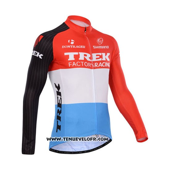 2014 Maillot Ciclismo Trek Factory Racing Rouge et Blanc Manches Longues et Cuissard